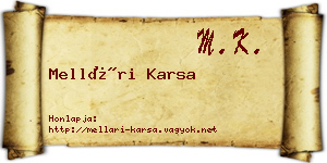 Mellári Karsa névjegykártya